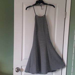 Black and white stripped halter dress